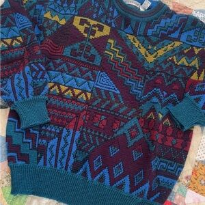 Vintage Colorful Geometric Pattern Sweater